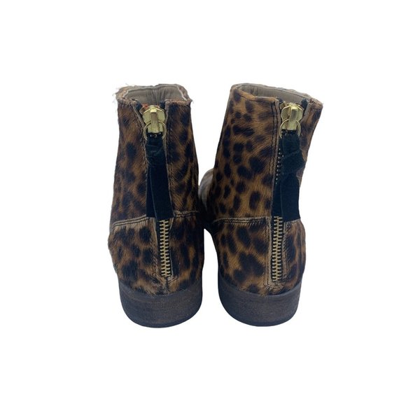 Boden 36 (US Size 5.5) Leather & Calf Hair Animal Print Side Zip Ankle Booties - Picture 3 of 12